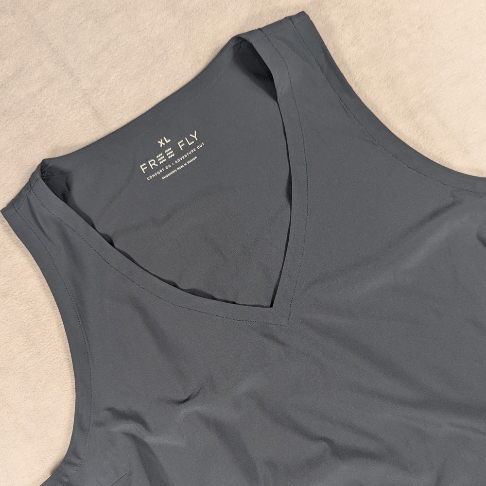 Free Fly Womens Breeze Dress XL Gray V-Neck Sleeveless Drawstring Active 7902